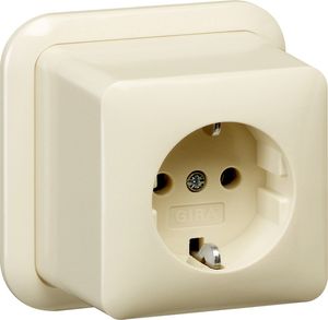 Gira stopcontact 1-voudig met randaarde opbouw creme