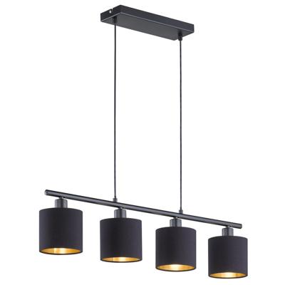 Trio Eetkamer hanglampTommy 4-lichts zwart met gouden binnenkant - R30334079