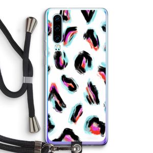 Cheetah color: Huawei P30 Transparant Hoesje met koord