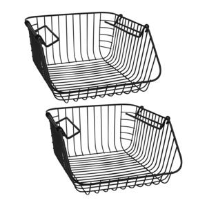 Hangmand voor kast - 2x - metaal - 27 x 29 x 14 cm - zwart - kastmandje - opbergers