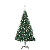 vidaXL Kunstkerstboom met verlichting en kerstballen 150 cm PVC groen - thumbnail