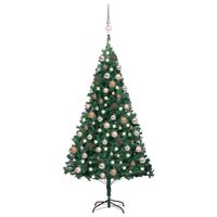 vidaXL Kunstkerstboom met verlichting en kerstballen 150 cm PVC groen