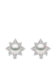 Yoko London puces d'oreilles Trend en or blanc 18ct ornées de diamants et de perles - Argent