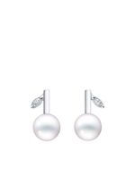 TASAKI boucles d'oreilles en or blanc serties de perles et diamants - Argent - thumbnail