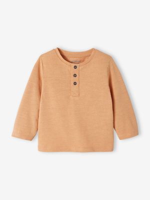 Personaliseerbare tunesisch T-shirt voor babyjongens met lange mouwen perzik