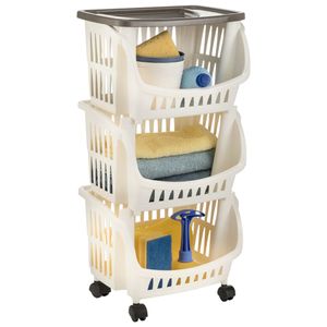 vidaXL Keukentrolley wit en taupe
