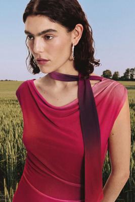 Asymmetrische gedrapeerde jurk - RED - XS