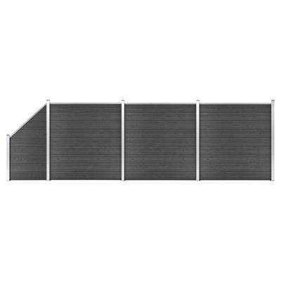 Schuttingpanelenset 619x(105-186) cm HKC zwart