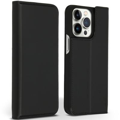 AccezzPremium Leather Slim Book Case voor Apple iPhone 13 Pro Telefoonhoesje Zwart