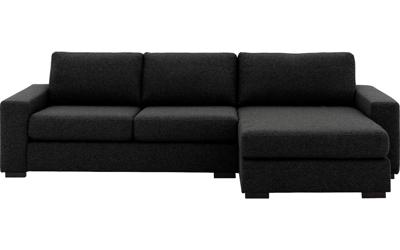 Goossens Hoekbank Lucca Met Chaise Longue antraciet, stof, 2,5-zits, stijlvol landelijk met chaise longue rechts