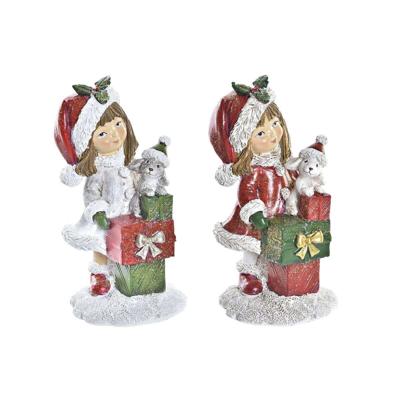 Kerstversiering DKD Home Decor Hars Meisjes (6,5 x 6,5 x 12 cm) (2 Stuks)
