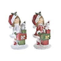 Kerstversiering DKD Home Decor Hars Meisjes (6,5 x 6,5 x 12 cm) (2 Stuks)