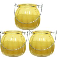 3x citronella kaarsen in glas - 15 branduren - D8 x H8 cm - geel - thumbnail