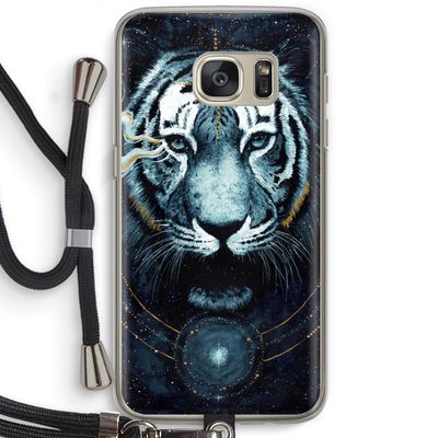 Darkness Tiger: Samsung Galaxy S7 Transparant Hoesje met koord