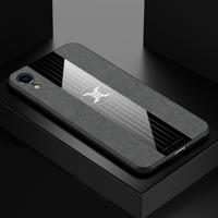 Voor iPhone XR XINLI stiksels doek Textue schokbestendig TPU beschermhoes (grijs)
