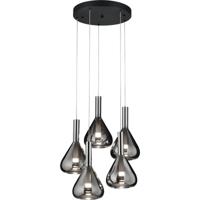 LED Hanglamp - Cinque Cipera - 5 Lichtpunten van 5.6 Watt - Dimbaar - Aanpasbare Lichtkleur - Hoogte Aanpasbaar - Mat Zwart - Metaal