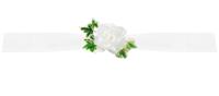 PartyDeco trouwauto lint roosjes - Bruiloft - wit met groen blad - just married - Feestdecoratievoorwerp - thumbnail
