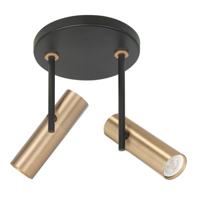Highlight Zwarte spotTrend met messing 2-lichts rond - S7531.38