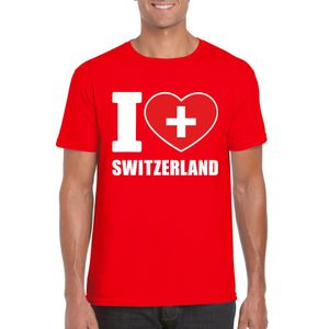 Rood I love Zwitserland fan shirt heren