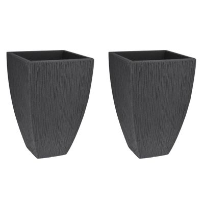 Plantenpot/bloempot - 2x - Tuin - kunststof - antraciet grijs - D40 x H60 cm