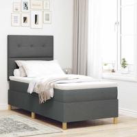 Boxspringbed met Matras Donkergrijs 80x200 cm Stof
