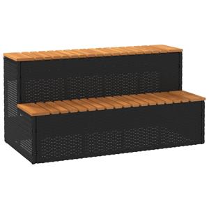 VidaXL Hottub-opstap 100x50x50,5 cm poly rattan&massief acaciahout