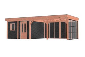 Trendhout Buitenverblijf Mensa L 850x400 cm - Combinatie 1- Plat dak- Onbehandeld lariks Douglas hout- Trendhout