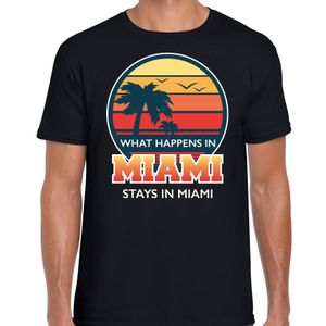 Miami zomer t-shirt / shirt What happens in Miami stays in Miami zwart voor heren