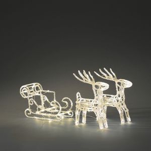 Verlicht Kerstfiguur voor buiten - Rendier en slee - 96 LEDs - Warm wit - 42 cm hoog - Kerstverlichting