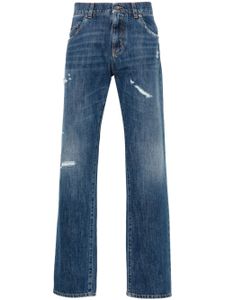 Dolce & Gabbana jean droit à effet usé - Bleu