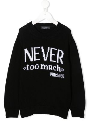 Versace Kids pull Never Too Much en maille - Noir