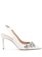 Stuart Weitzman escarpins Stuart Crystal Fleur à bride arrière 90 mm - Blanc