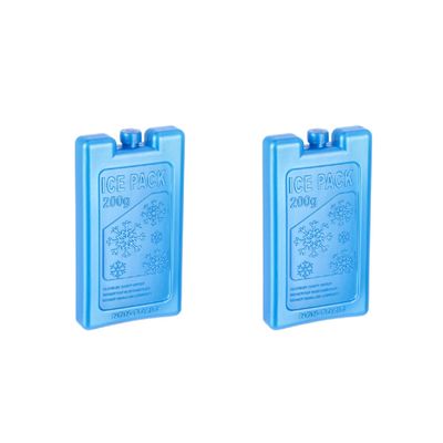 2x Blauwe koelelementen 200 gram 8 x 15 cm