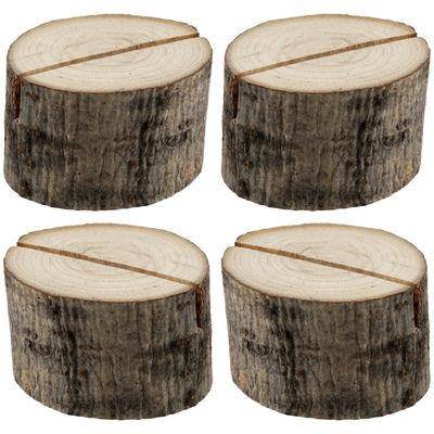 Naamkaart/plaatskaart houders - boomschijf - Bruiloft - 12x stuks - 4 cm - hout