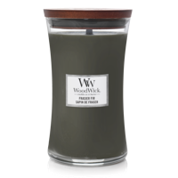 WoodWick Geurkaars Large Frasier Fir - 18 cm / ø 10 cm - Geurkaars in Glas - Houten Lont