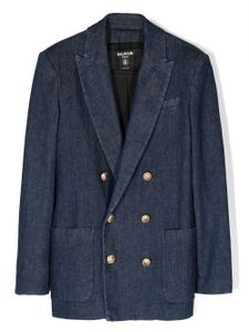 Balmain Kids blazer en jean à boutonnière croisée - Bleu