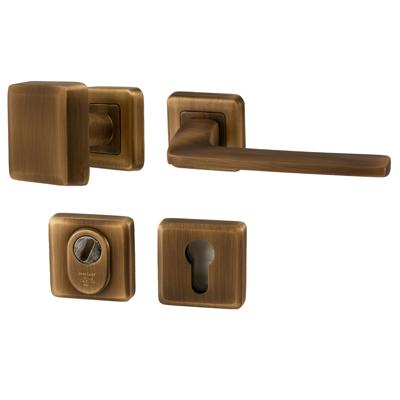 Hardbrass Voordeurset Charley/Zenith 3-delig linkswijzend - mat brons