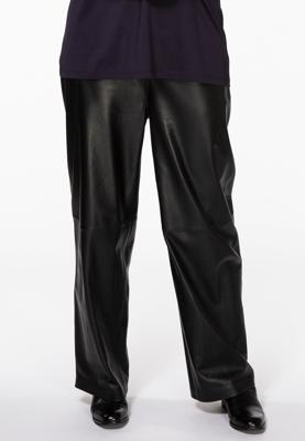 Yoek Trousers wide leather | Zwart | Maat 54/56