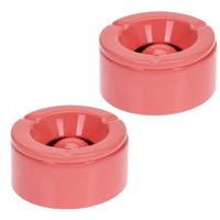 Stormasbak - 10x - terras asbakken - koraal rood - 12 x 6 cm - Dolomiet kunststeen - buiten - tuin