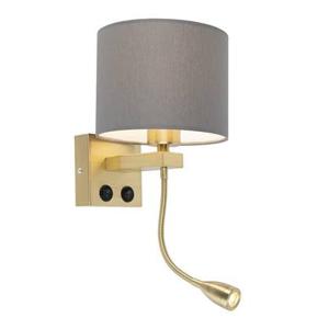 QAZQA Art deco wandlamp goud met grijze kap - Brescia