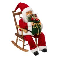 Kerstman decoratie pop - in schommelstoel - L30 x B18 x H40 cm - kerst figuur - beeld - thumbnail