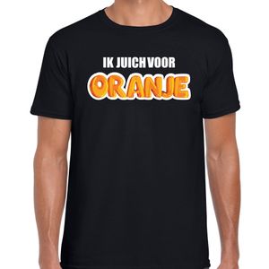 Zwart t-shirt Holland / Nederland supporter ik juich voor oranje EK/ WK voor heren