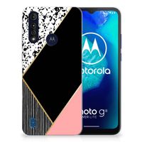 Motorola Moto G8 Power Lite TPU Hoesje Zwart Roze Vormen - thumbnail