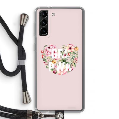 GRL PWR Flower: Samsung Galaxy S21 Plus Transparant Hoesje met koord