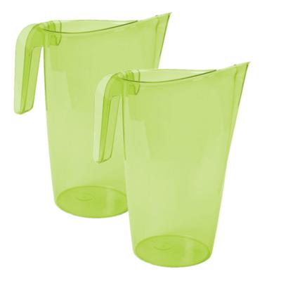 Hega Hogar Waterkan - 2x stuks - sapkan - groen - inhoud 1.75 liter - kunststof - karaf - pitcher