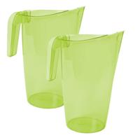 Hega Hogar Waterkan - 2x stuks - sapkan - groen - inhoud 1.75 liter - kunststof - karaf - pitcher