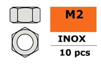 Zeskantmoer - M2 - Inox - 10 st