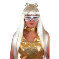 Lady Gaga pruik - blond haar - met strik - damespruik - Carnaval verkleedpruik