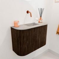 Toiletmeubel Mondiaz Joya Dlux | 63.2 cm | Meubelkleur Walnut | Faye wastafel Glace Wasbak Midden | Zonder kraangat(en)