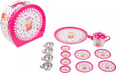 Small Foot Picknickkoffer met thee set roze 16 delig Small Foot Picknickkoffer met thee set roze 16 delig
